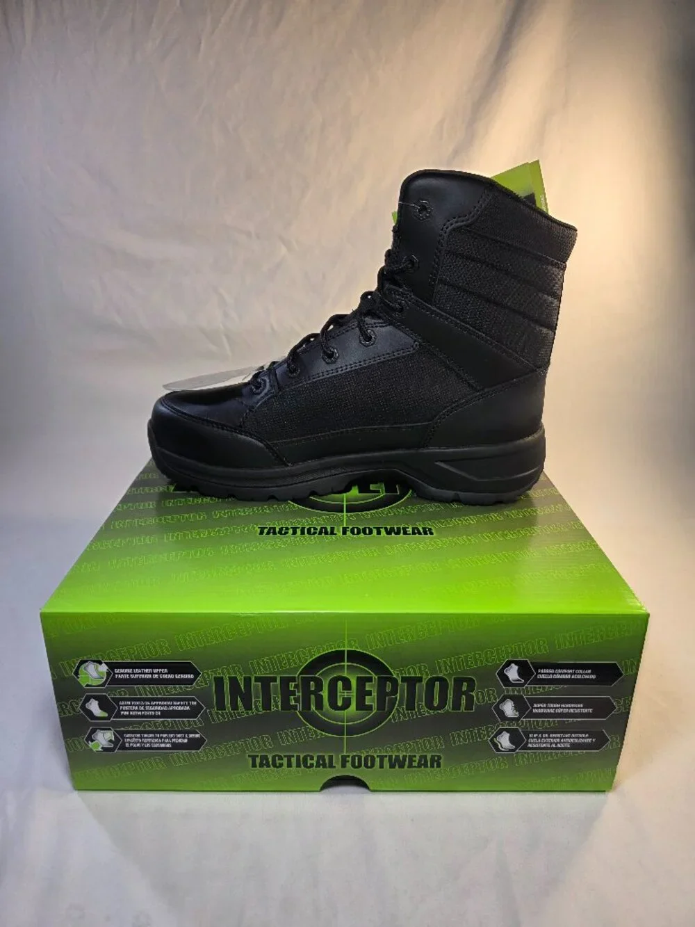Interceptor Men's Black Leather Tactical Steel Toe Force 2.0 Boots Size 8.5 NWT
